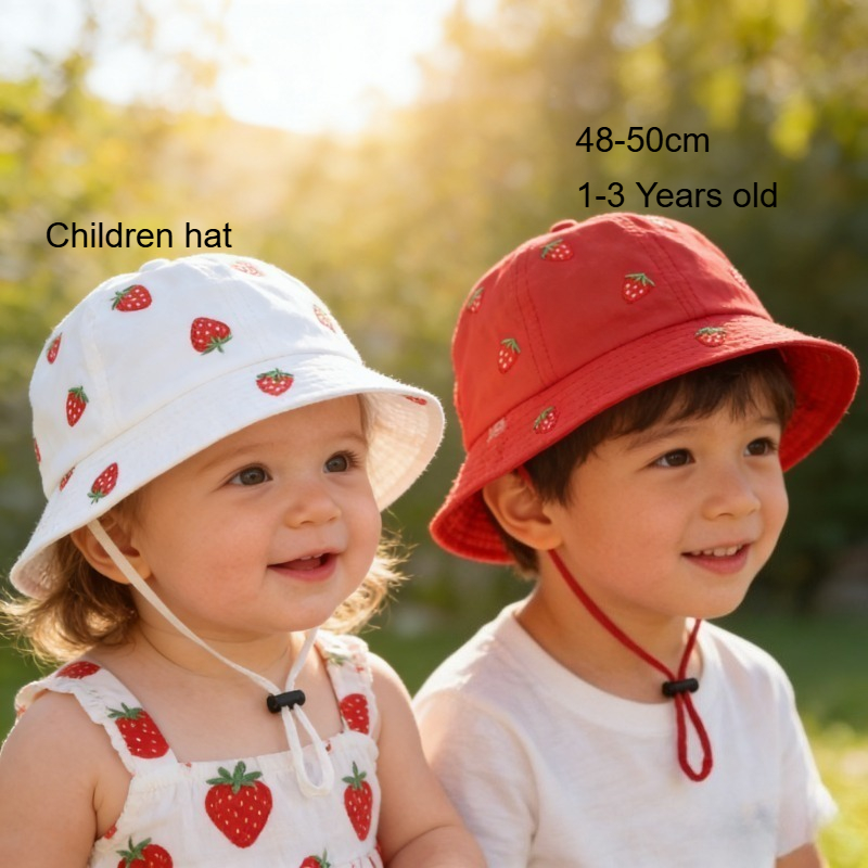 Girl Fisherman Hat with Strawb - đánh giá và giá Bucket Hat Cotton