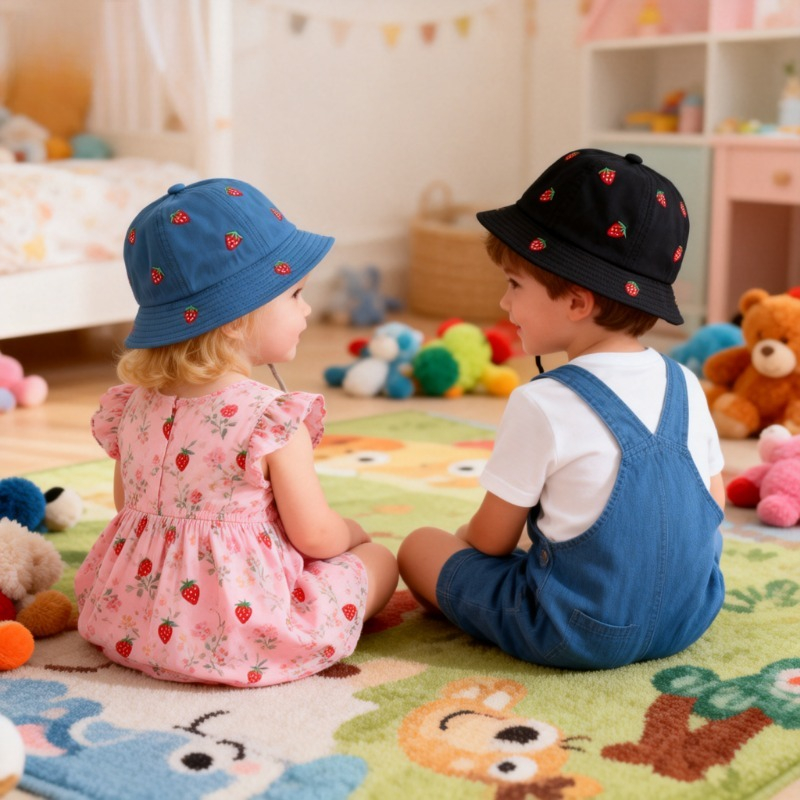 Girl Fisherman Hat with Strawb - đánh giá và giá Bucket Hat Cotton